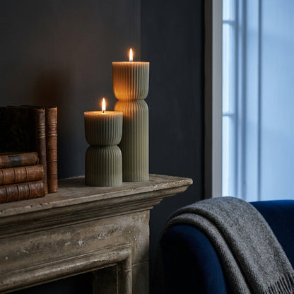 Luxe Collection Natural Glow 2.75x10 Grey Carved LED Candle