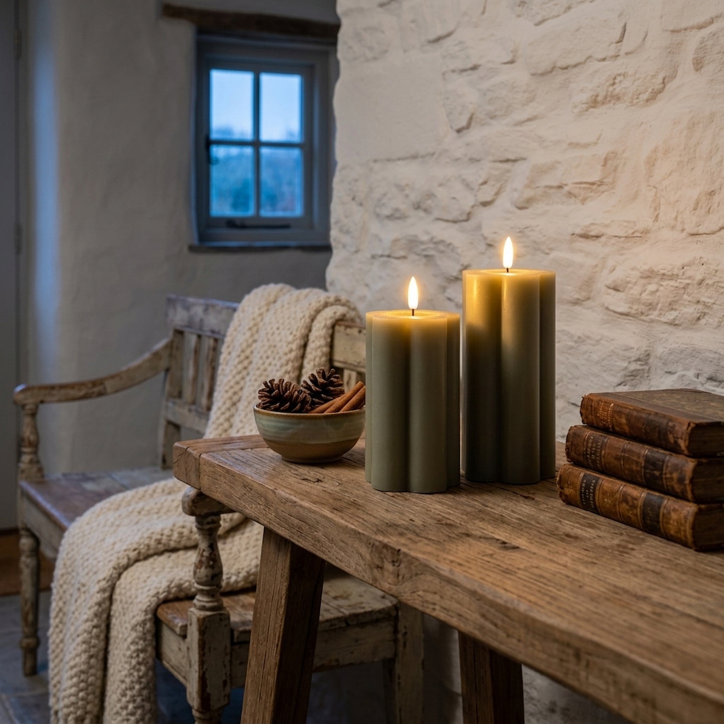 Luxe Collection Natural Glow 2.75x6 Grey Pillar LED Candle