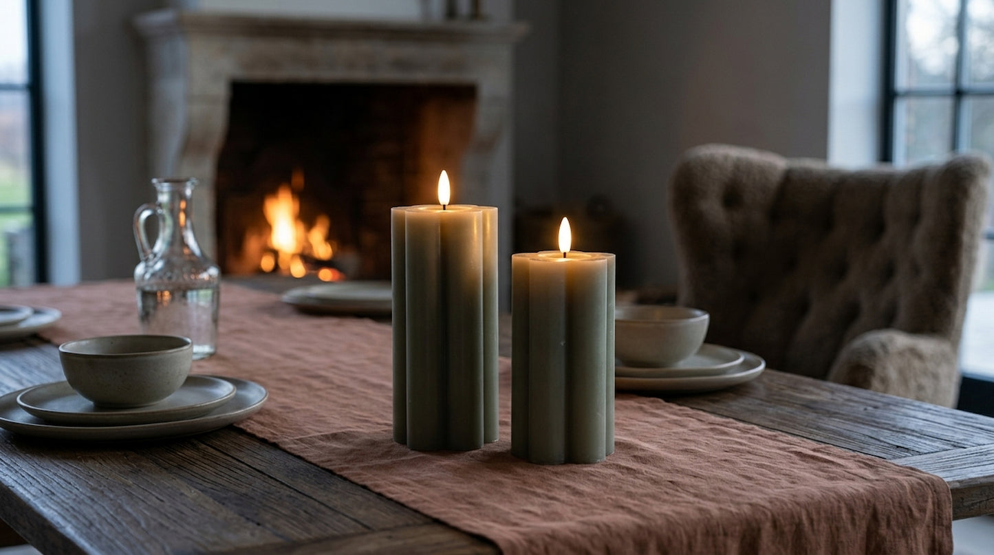 Luxe Collection Natural Glow 2.75x6 Grey Pillar LED Candle