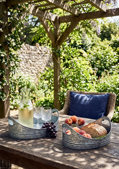 Estate Set Of Two Galvanised Steel Oval Trays
