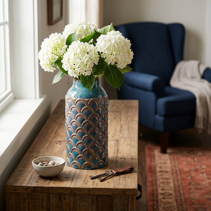 Seville Collection Large Indigo Scalloped Vase