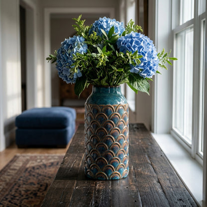 Seville Collection Large Indigo Scalloped Vase