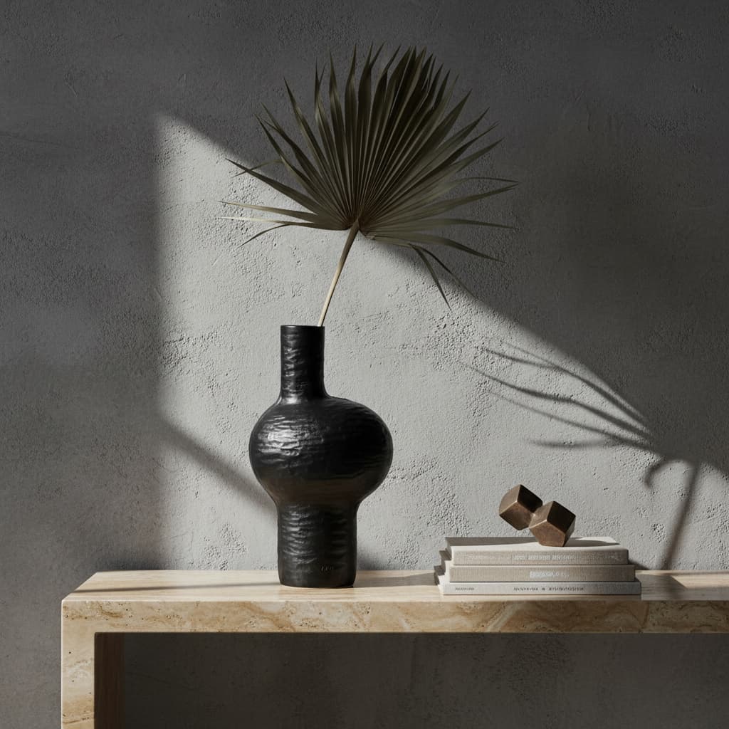 Bali Large Abstract Black Finish Vase