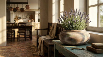 Siena Brown Round Ribbed Planter