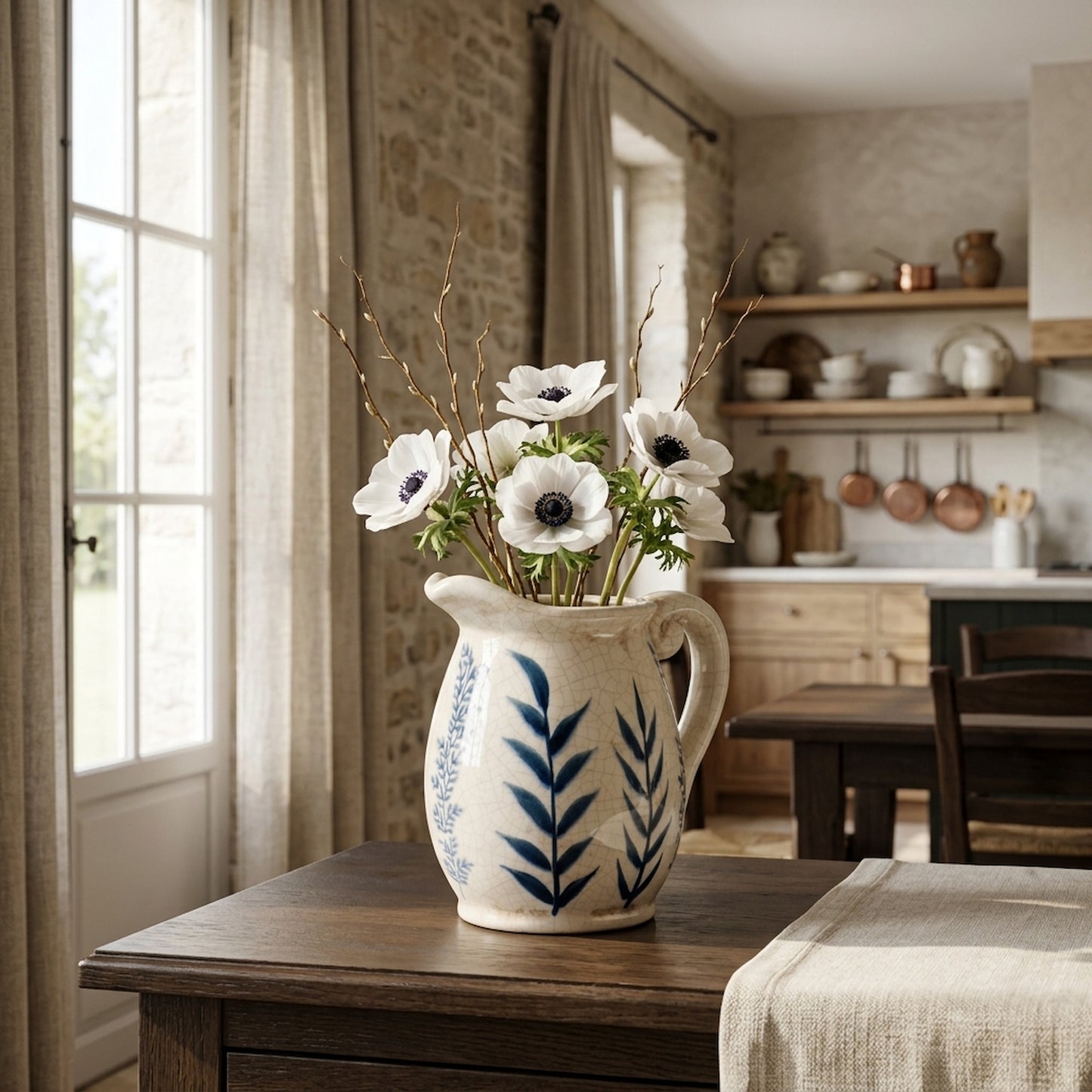 Small Blue Flora Olpe Jug Vase