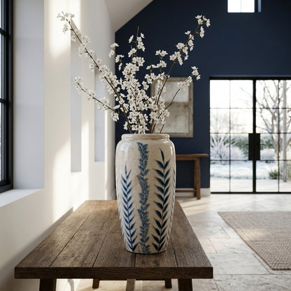 Large Blue Flora Tall Olpe Vase