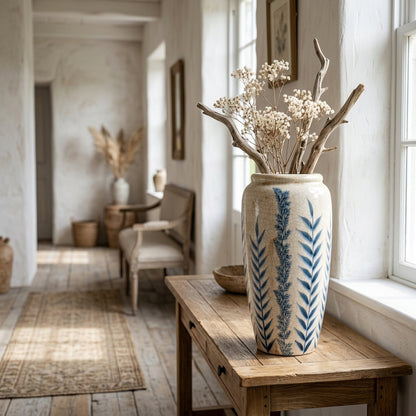 Large Blue Flora Tall Olpe Vase