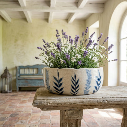 Large Blue Flora Bowl Pot
