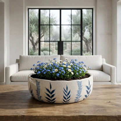 Large Blue Flora Bowl Pot