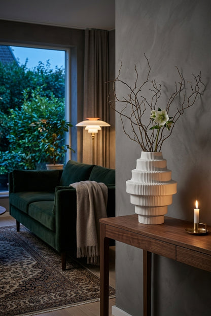 Scala White Large Step Design Vase