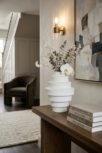 Scala White Large Step Design Vase