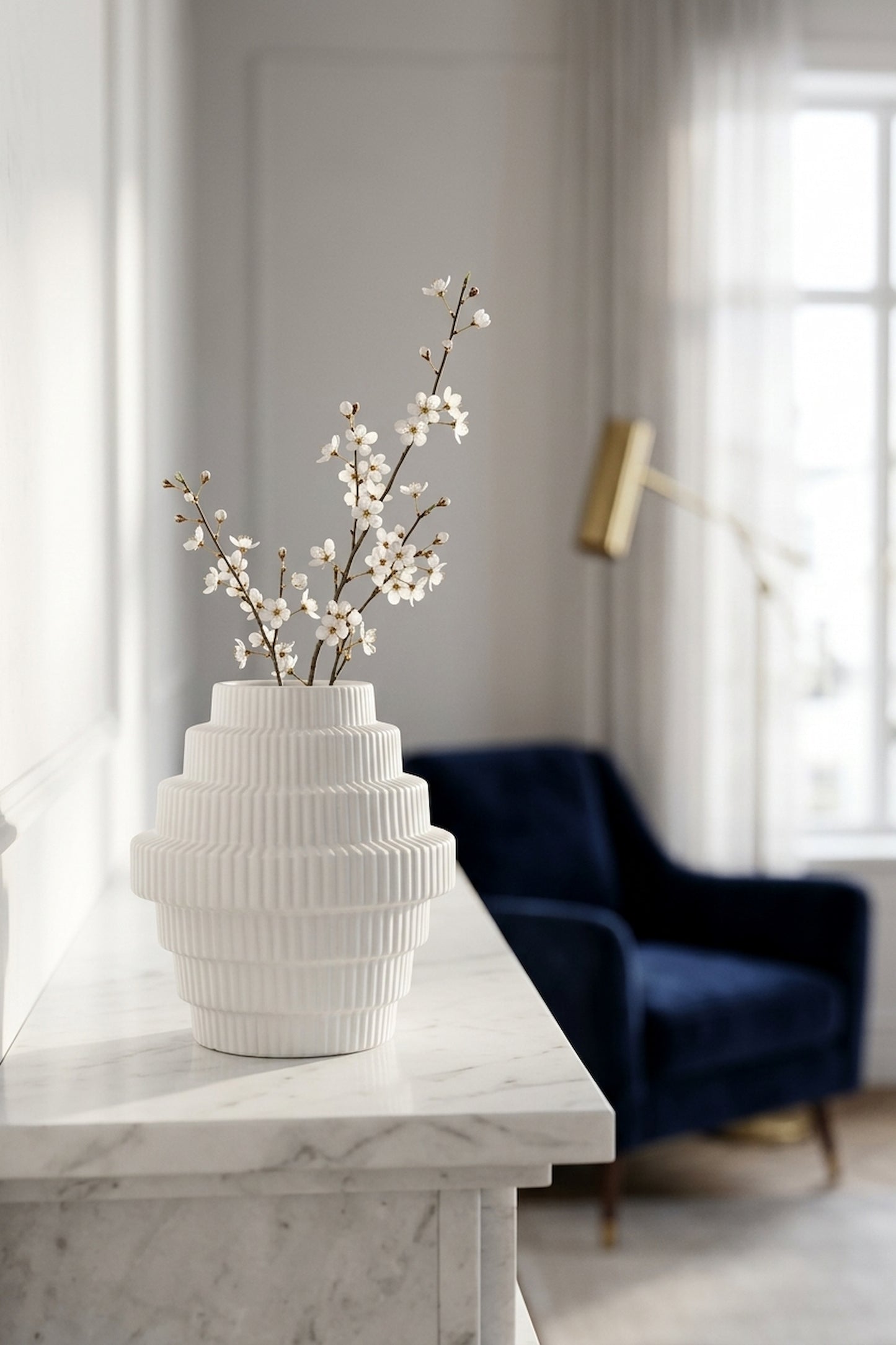 Scala White Small Step Design Vase