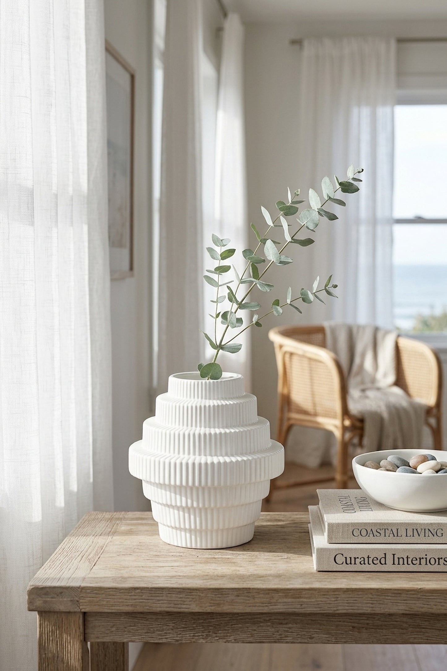 Scala White Small Step Design Vase