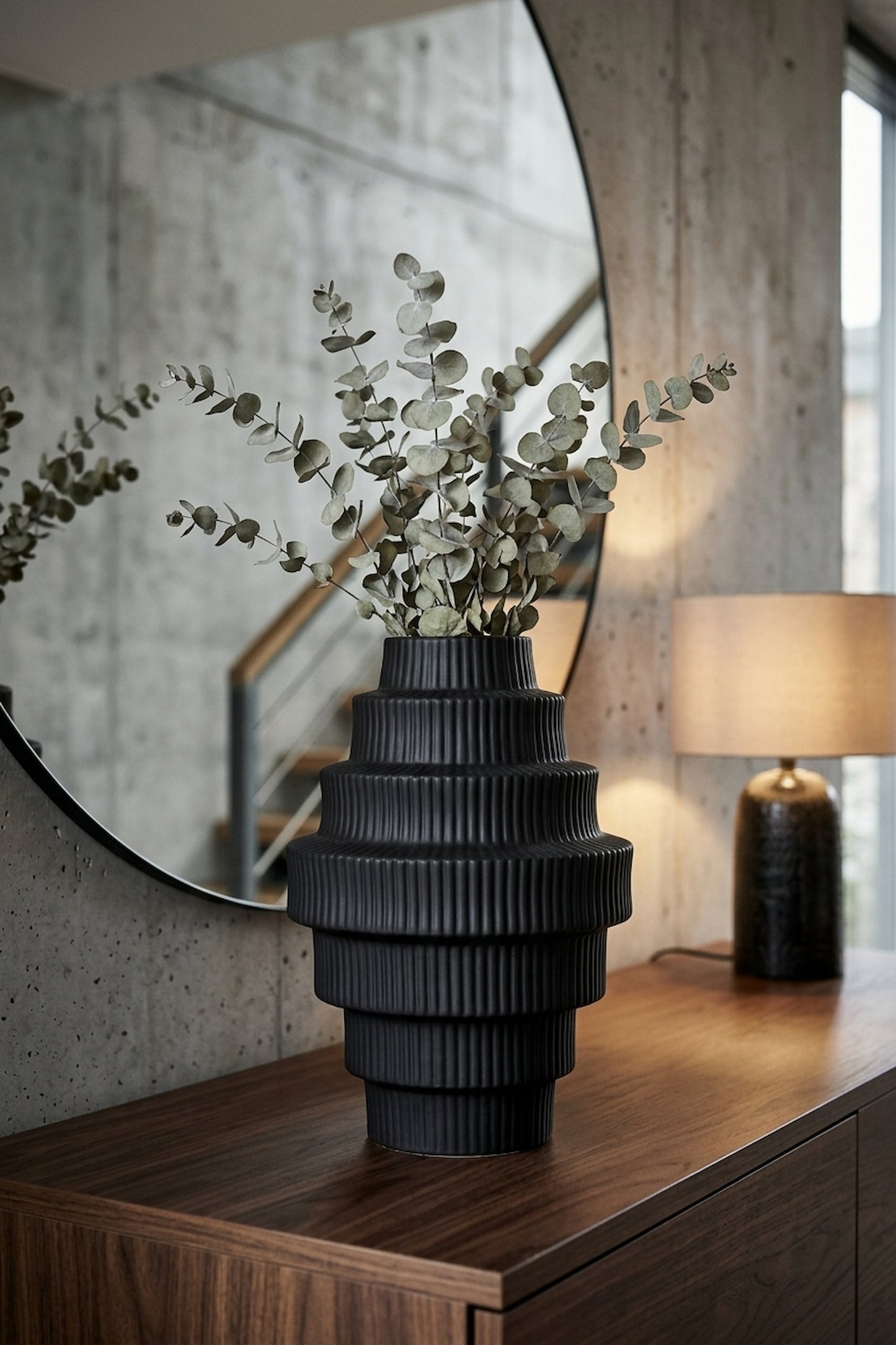 Scala Black Large Step Design Vase
