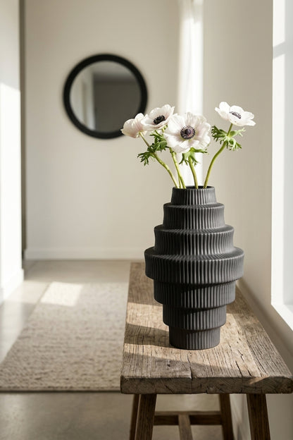 Scala Black Large Step Design Vase