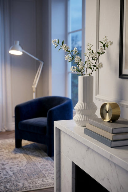 Scala White Ribbed Vase