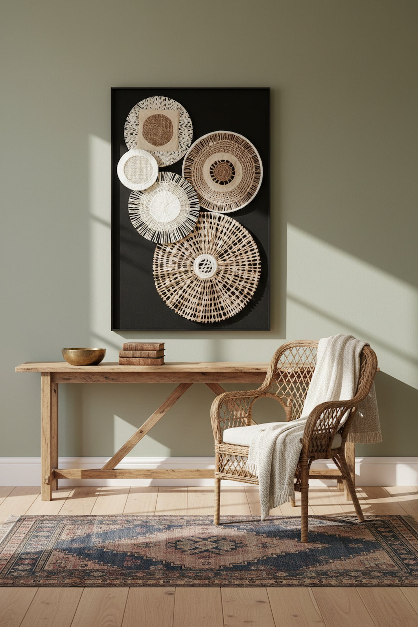 Milan Natural And black Paper Design Wall Art
