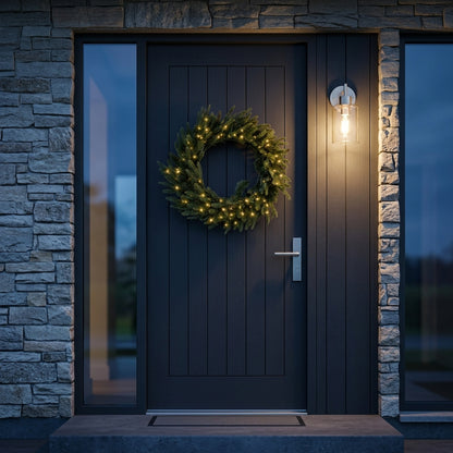Green Pre-Lit Woodland 100 Led Fir Christmas Wreath