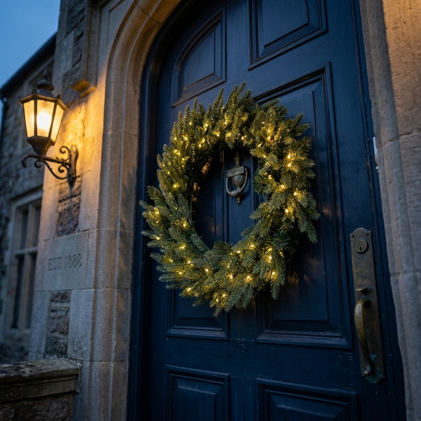 Green Pre-Lit Woodland 100 Led Fir Christmas Wreath