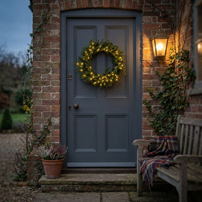 Green Pre-Lit Woodland 100 Led Fir Christmas Wreath