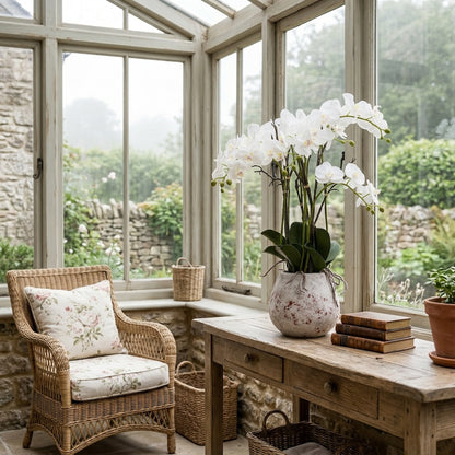 Large Stone Potted Orchid With Roots