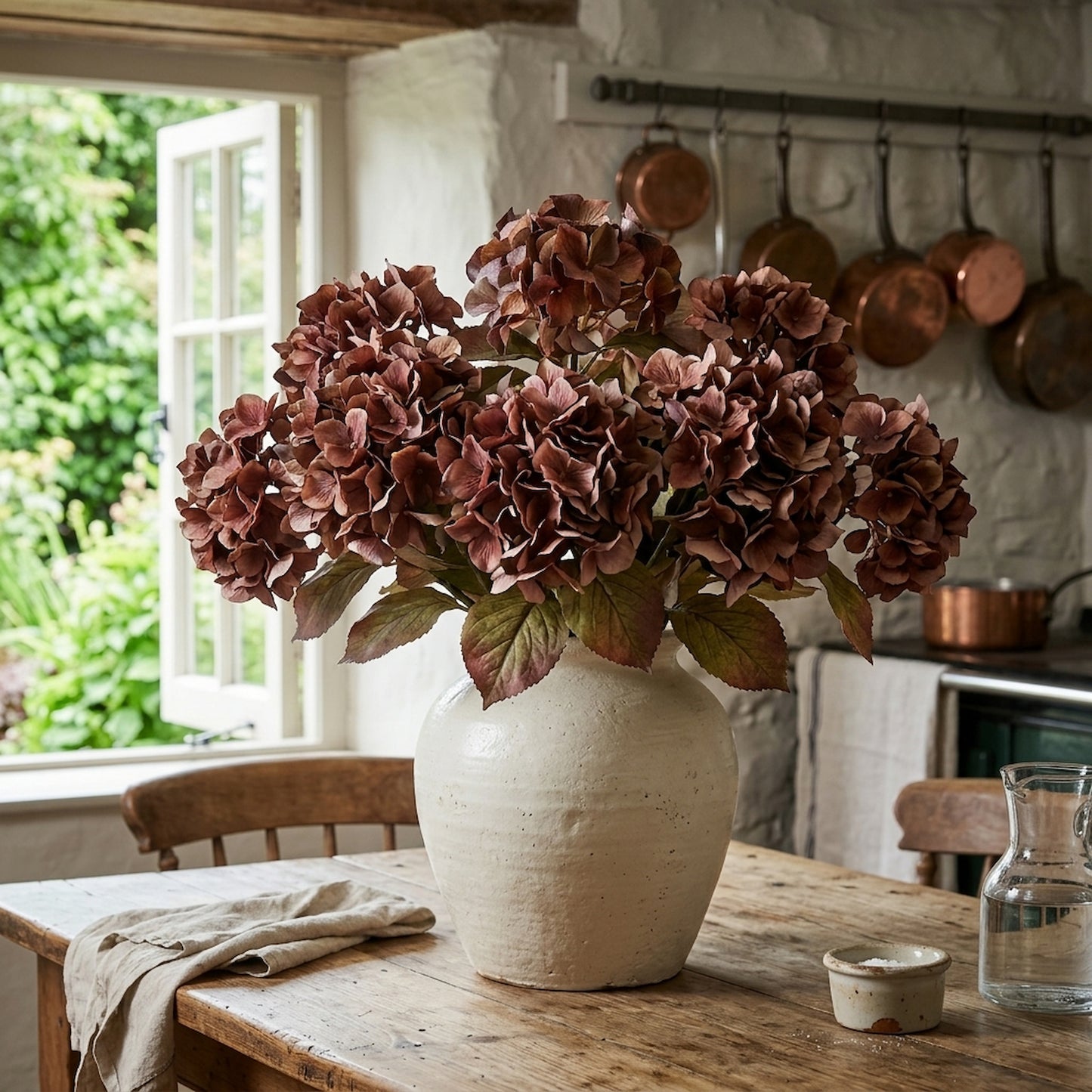 Mixed Autumn Browns Single Hydrangea Stem