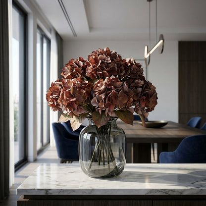 Mixed Autumn Browns Single Hydrangea Stem