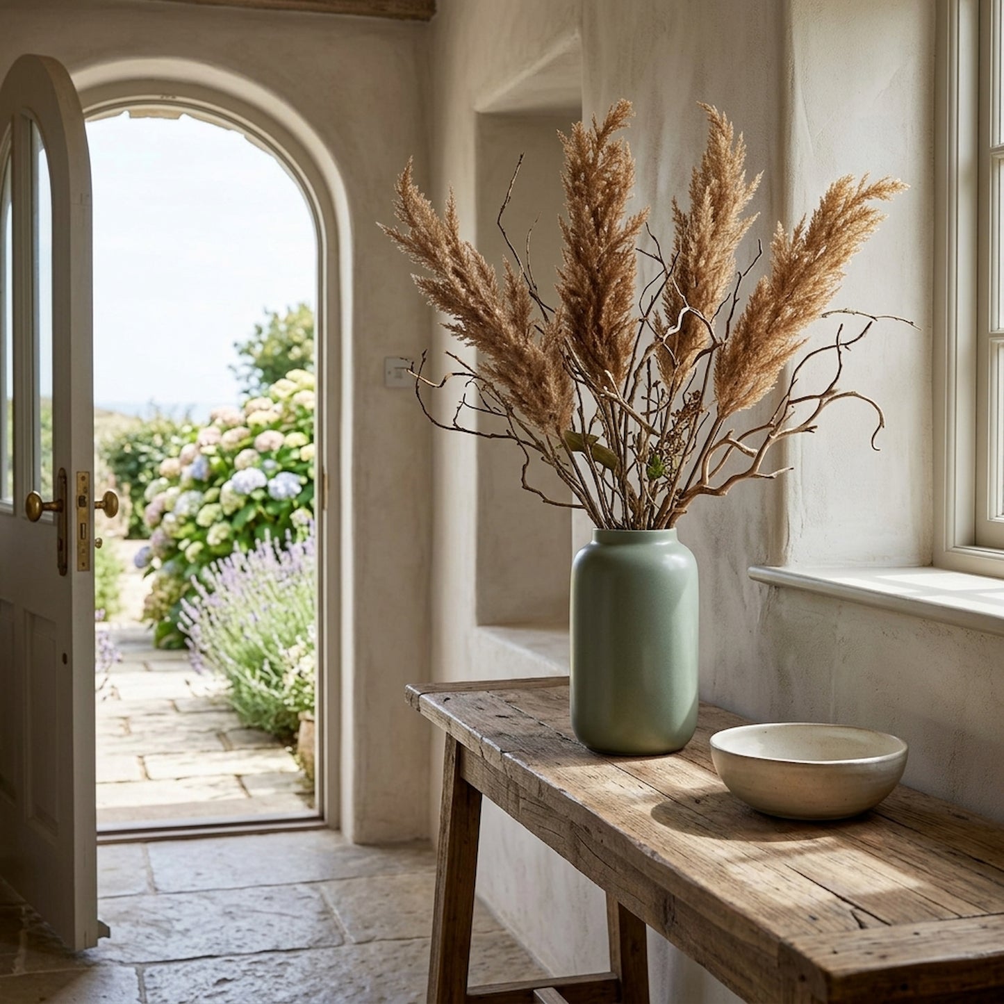 Taupe Faux Dried Pampas Grass Stem