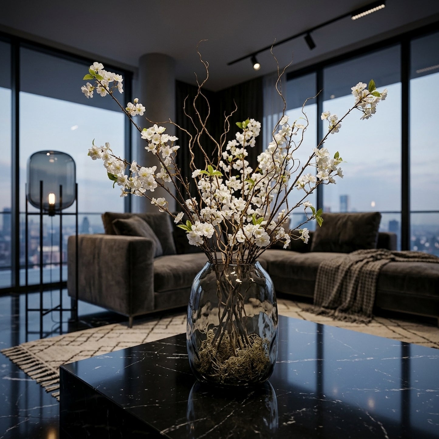White Cherry Blossom Spray