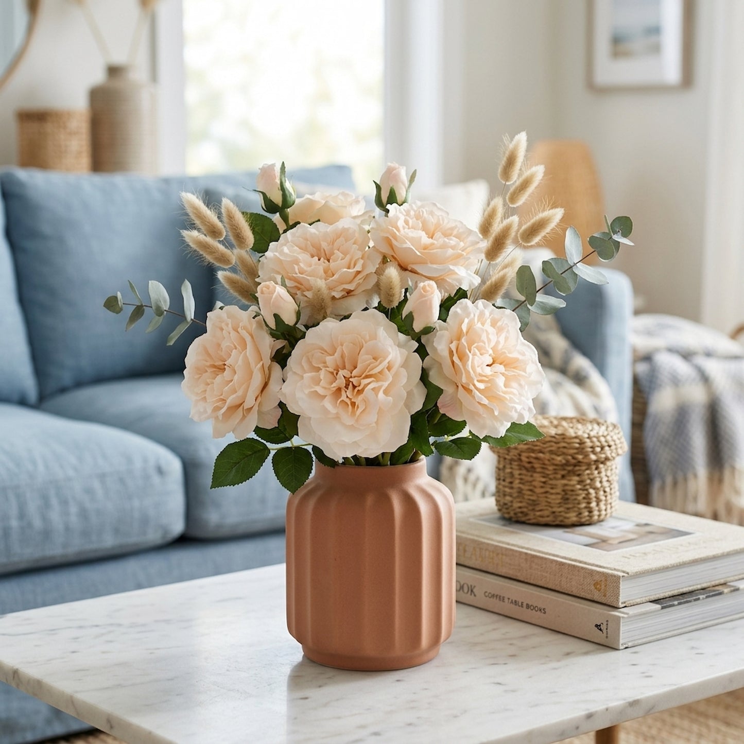 Peachy Cream Short Stem Rose Bouquet