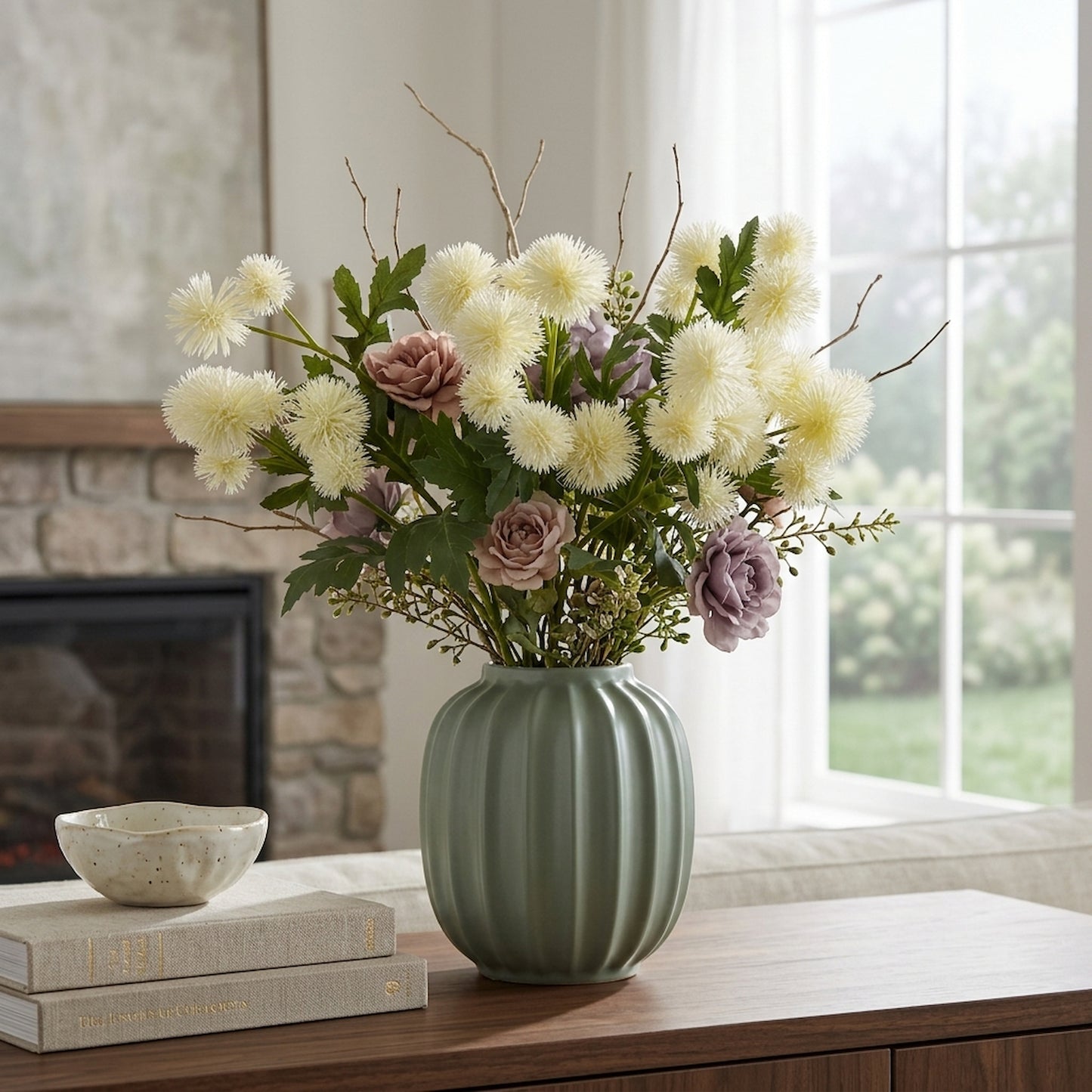 Cream Globe Thistle Spray