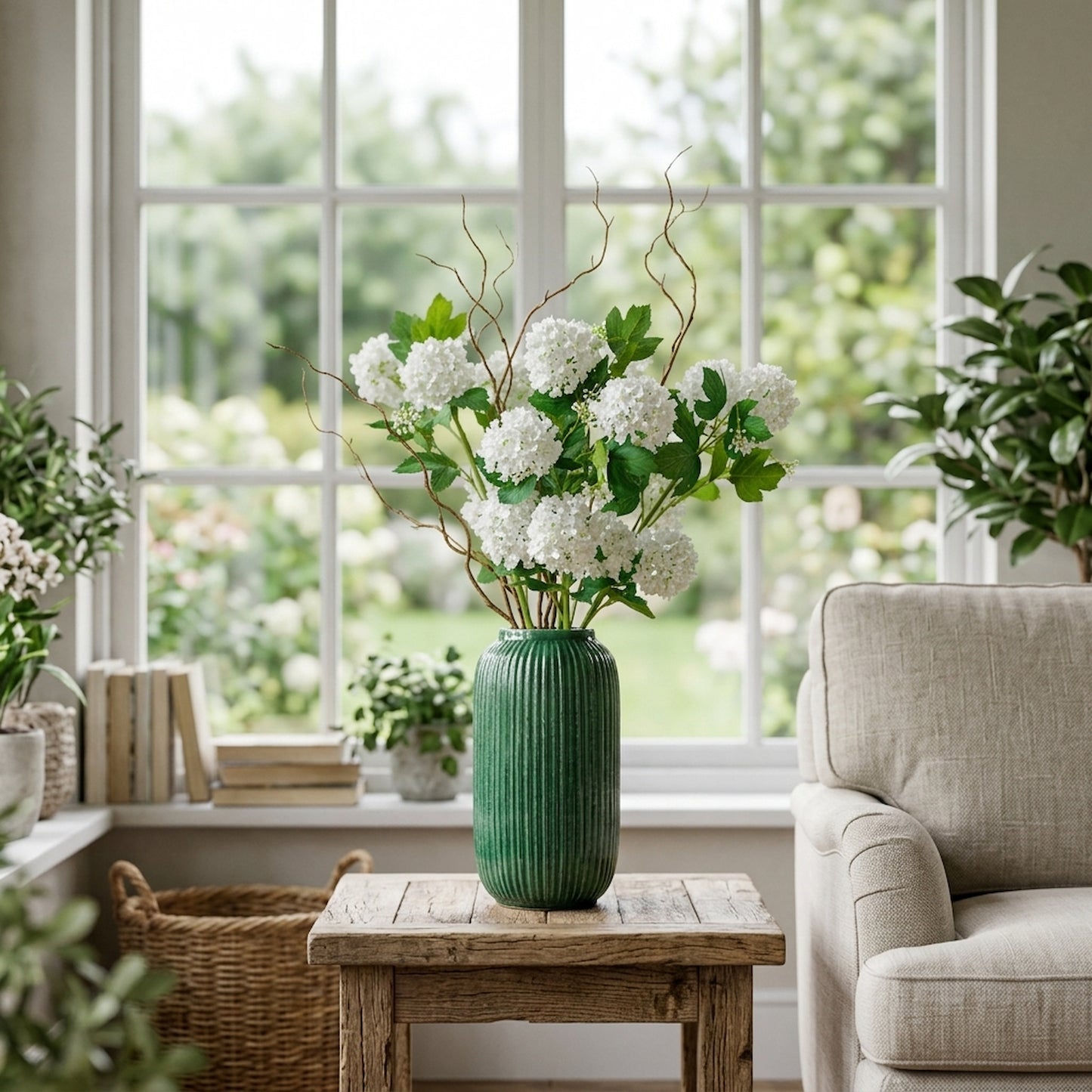 Cream Snowball Viburnum Spray