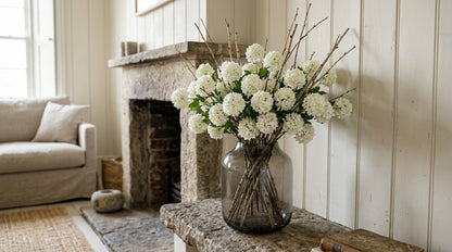Cream Snowball Viburnum Spray