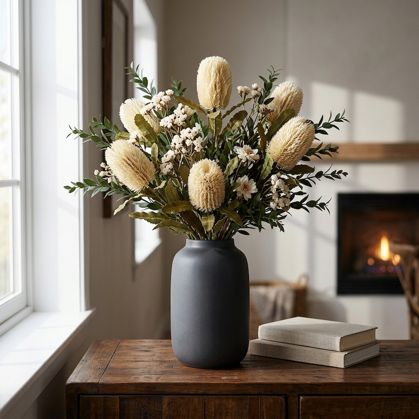 Large Cream Banksia Serrata Stem