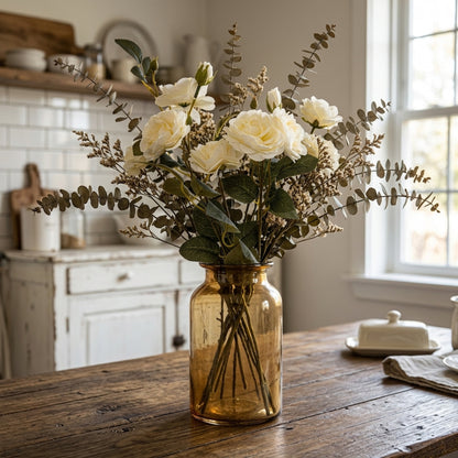 Soft White Cottage Rose Stem