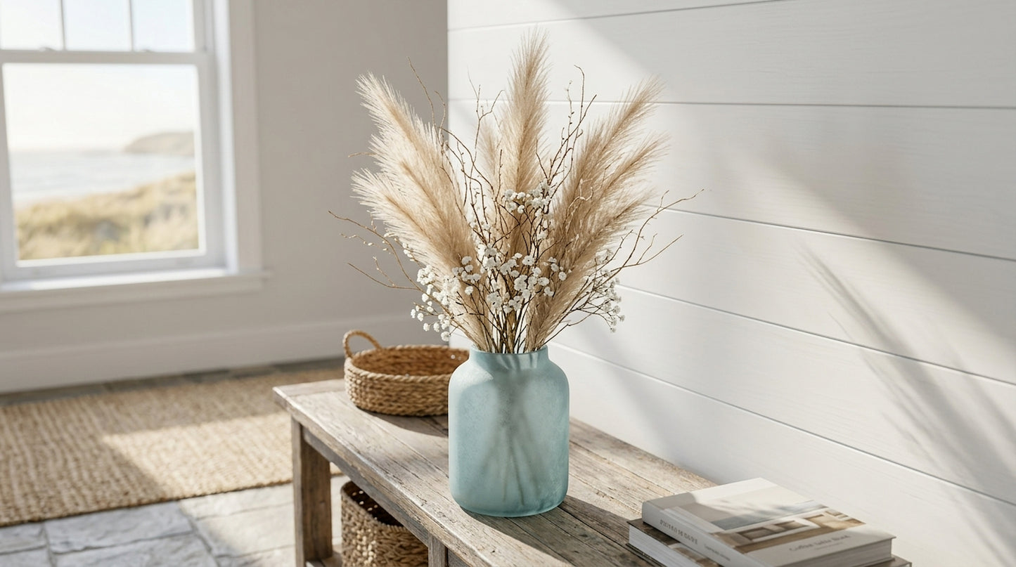 Bleached Faux Pampas Grass Stem