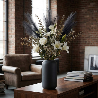 Grey Faux Pampas Grass Stem