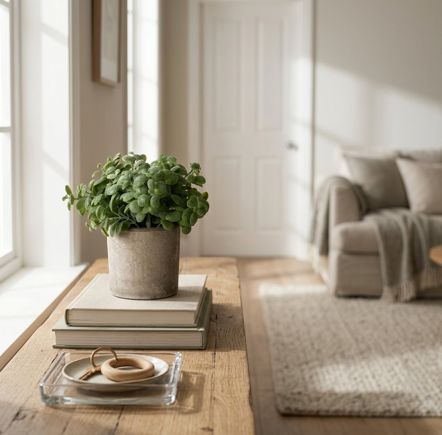 Basil Plant In Stone Effect Pot