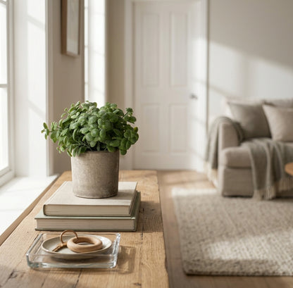 Basil Plant In Stone Effect Pot